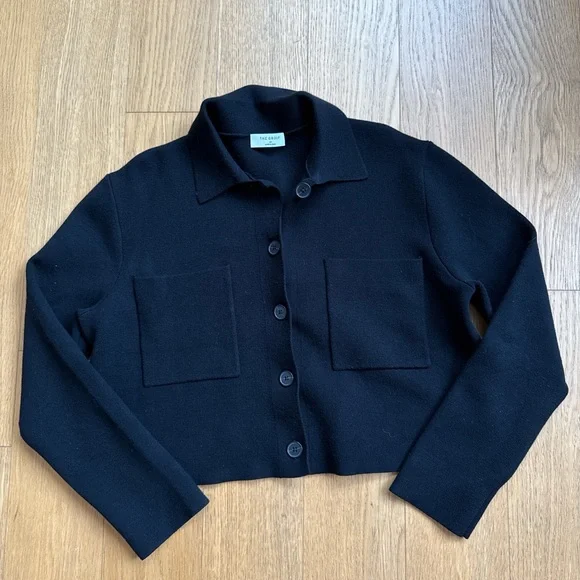 Aritzia Black Cropped Sweater Blazer - Picture 3 of 4